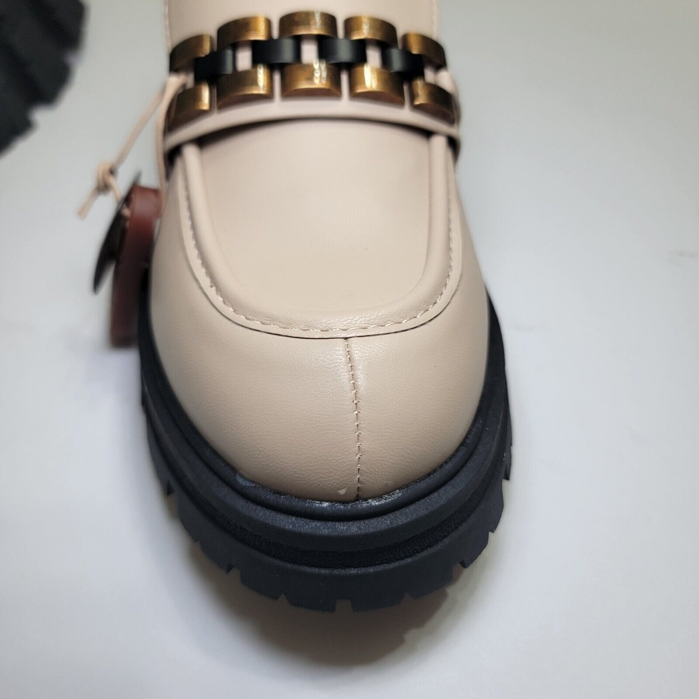 NEW MIA Beige Bronze Chain Slip-On Oxford Chunky Platforms Preppy 8.5 Y2K Academ - Picture 5 of 16